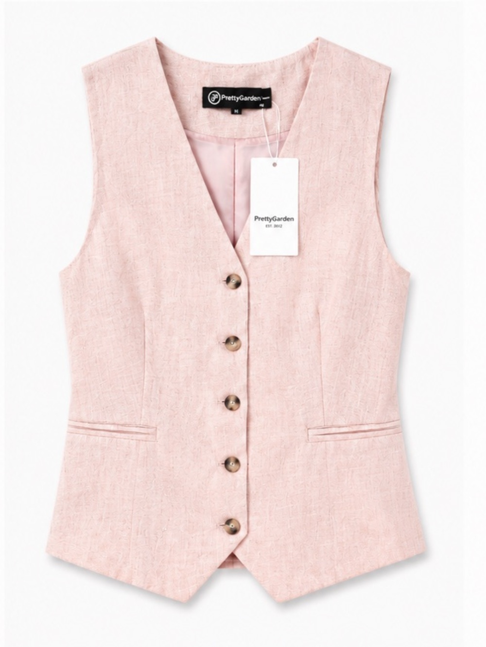 PrettyGarden Women's Blush Pink Button Vest